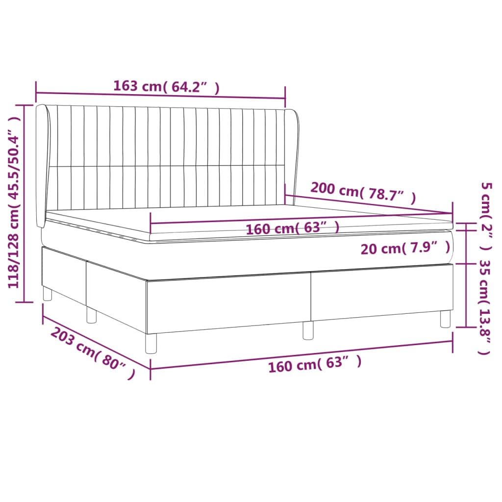 vidaXL Sommier à lattes de lit avec matelas Rose 160x200 cm Velours