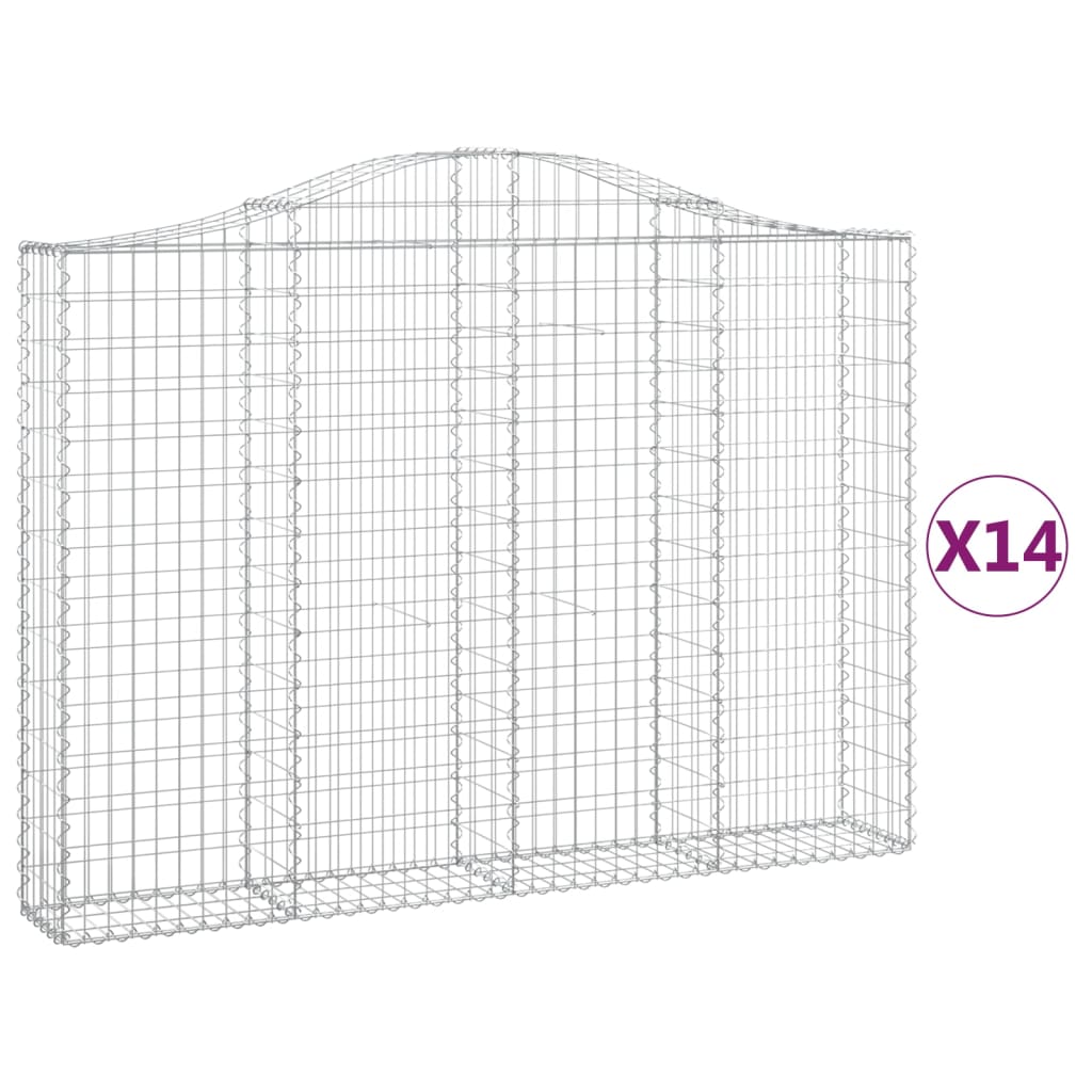 vidaXL Paniers à gabions arqués 14 pcs 200x30x140/160 cm Fer galvanisé