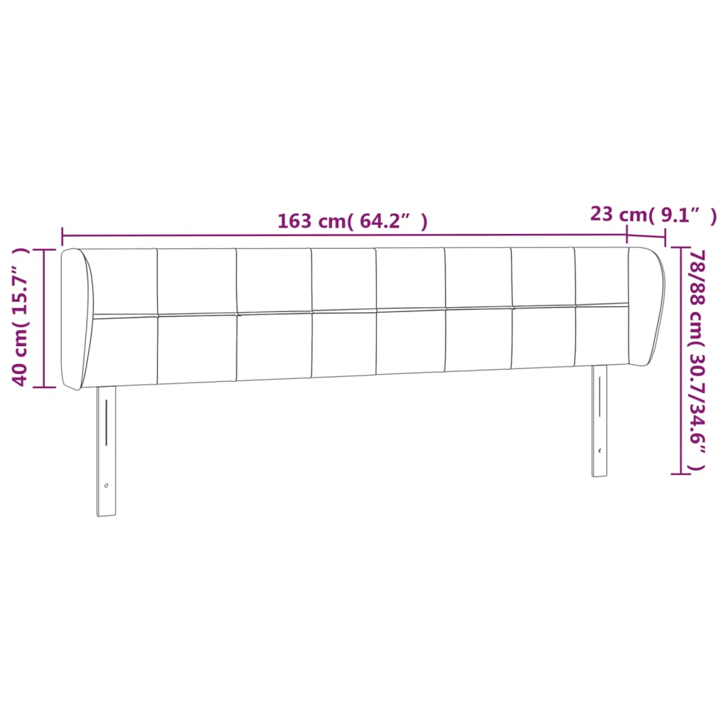 vidaXL Tête de lit avec oreilles Crème 163x23x78/88 cm Tissu