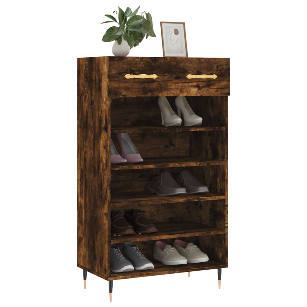 vidaXL Armoire à chaussures chêne fumé 60x35x105 cm bois d'ingénierie