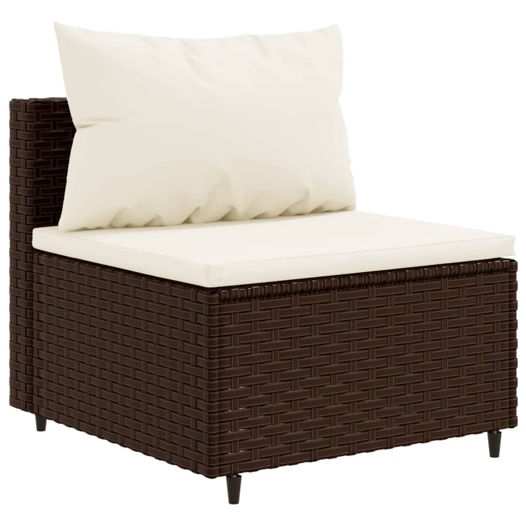 vidaXL Salon de jardin avec coussins 7 pcs marron résine tressée