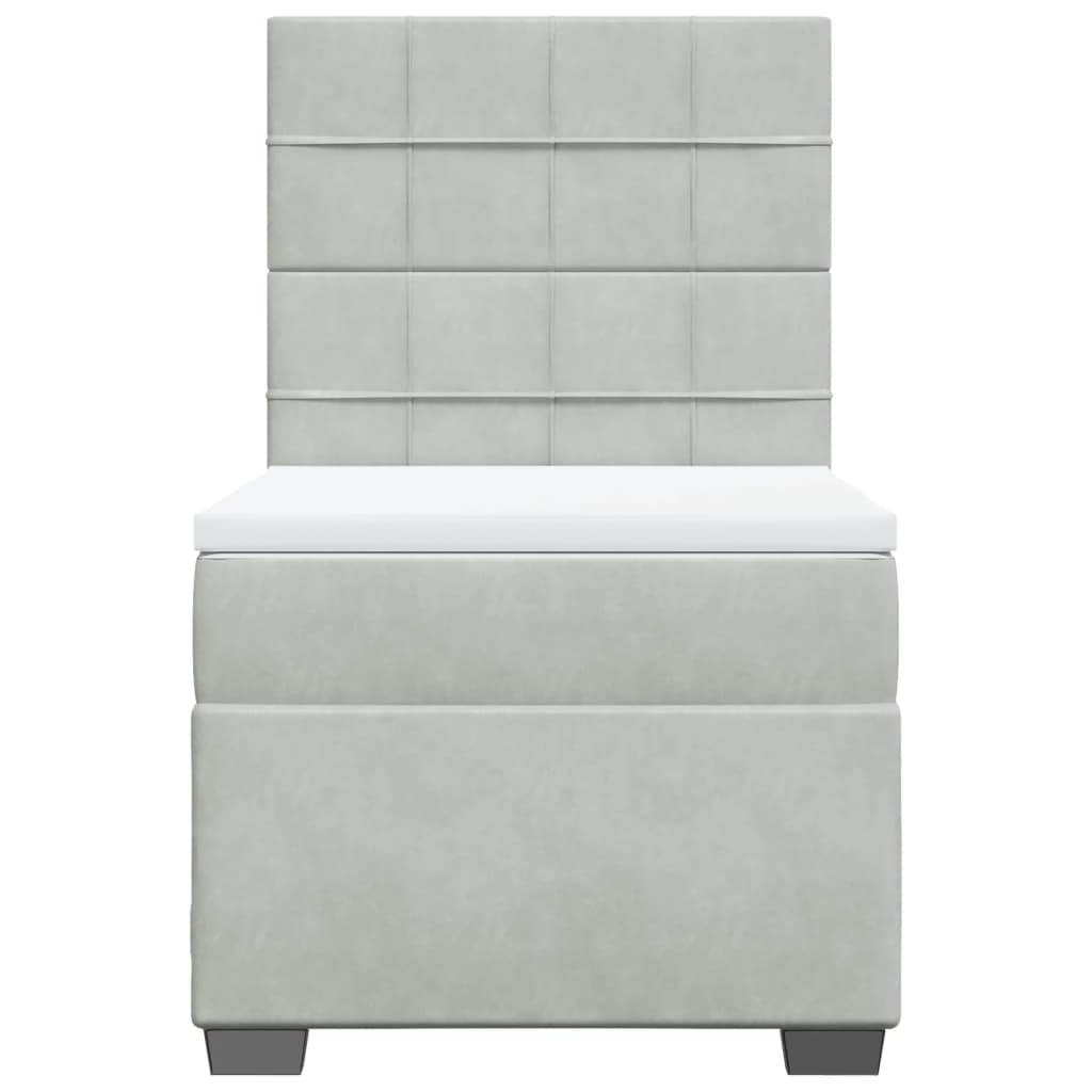 vidaXL Sommier à lattes de lit et matelas Gris clair 90x200 cm Velours